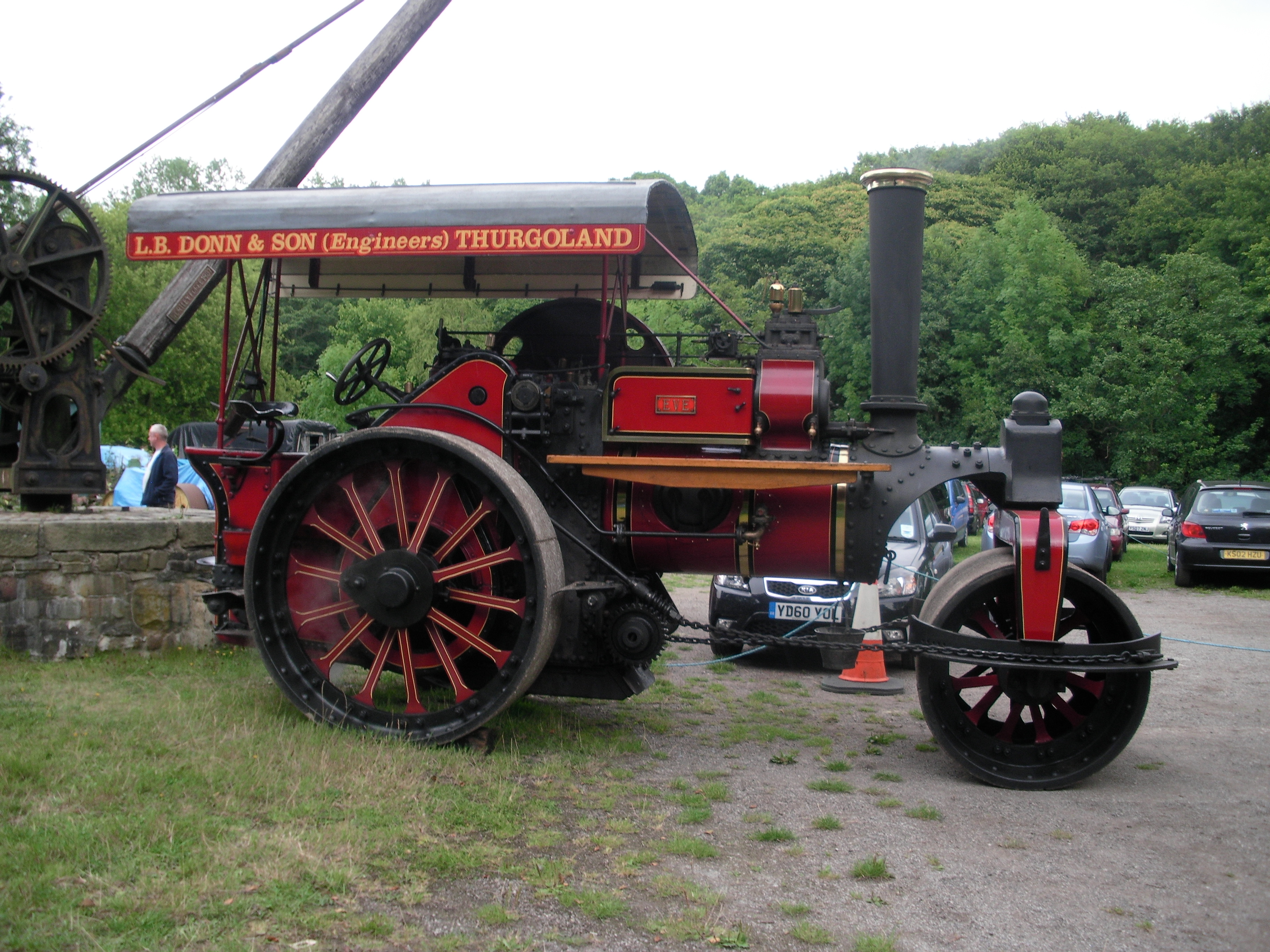 A full-size Fowler road roller looked down upon its smaller brethren.