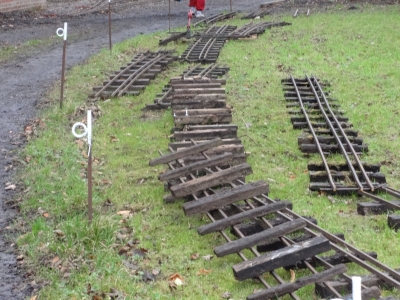 Some of the old track taken up and ready for stripping