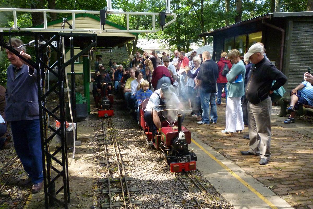 Crowds queue for rides on the platform at Wortley Central